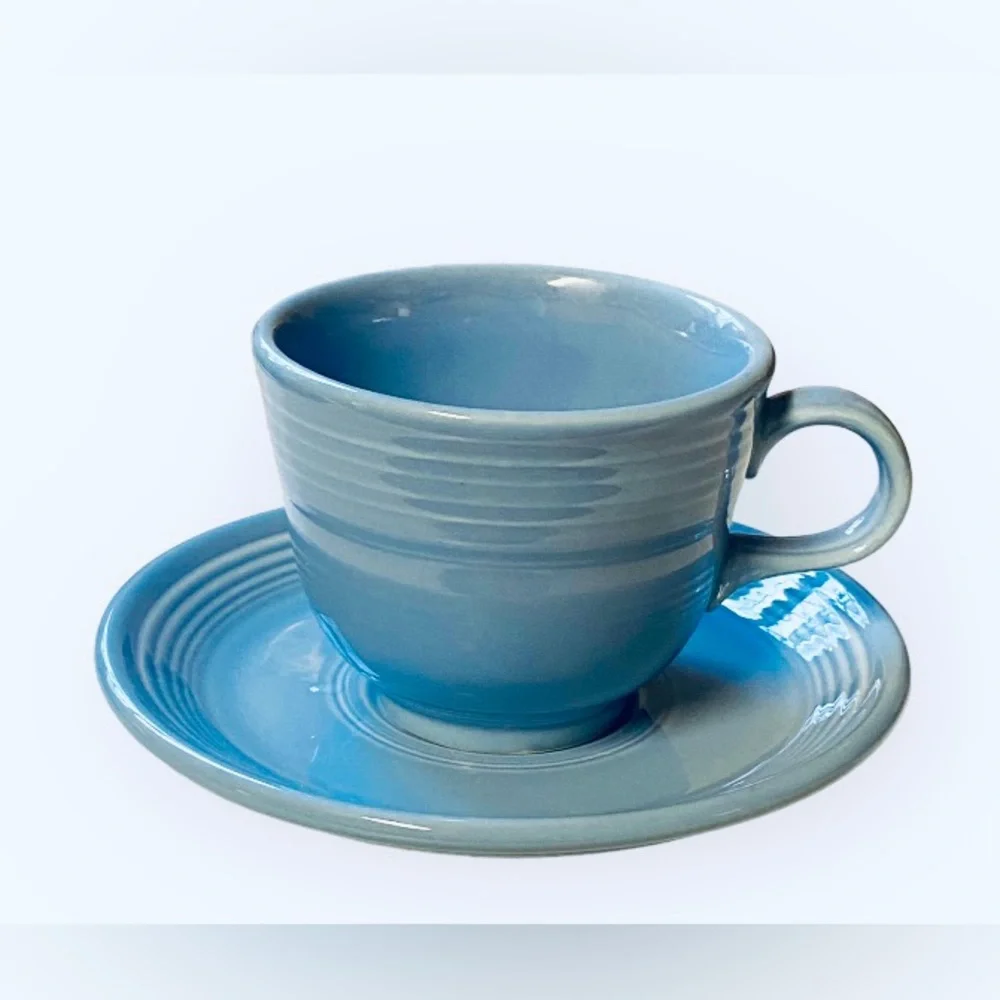 Fiestaware Periwinkle Blue Coffee Tea Cup Mug Saucer Plate Fiesta HLC USA